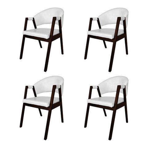 Kit 4 Cadeiras de Jantar Madeira Maciça Castanho Premium Helen Facto Branco