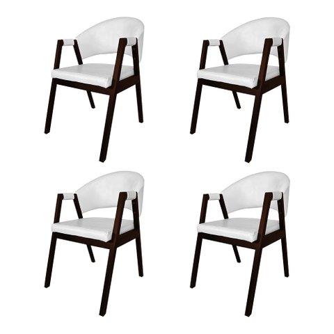 Kit 4 Cadeiras de Jantar Madeira Maciça Castanho Premium Helen Facto Branco