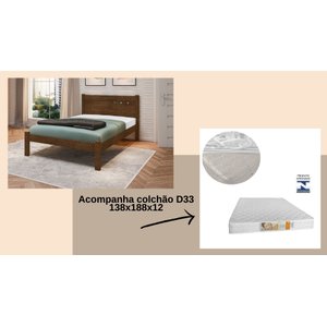 Cama Casal 138 Convencional Tradicional com Colchão D33 138x188x12 Framar Paola