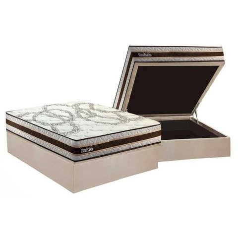 Conjunto Box Baú Casal: Colchão Molas Paropas D45 Resiste Hotel Douface + Base Crc Suede Clean (