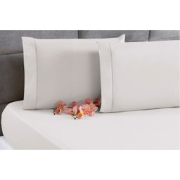 Jogo Lençol Percal 200 Fios Ponto Palito Cama Queen 3pçs Branco - 1