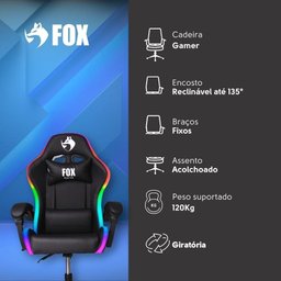 Cadeira Gamer Fox Racer Nordic Rgb Preta B98 - 2