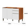 Balcão de Pia 100% Mdf 3 Portas 2 Gavetas 120 Cm Luna Cinamomo/branco - 3