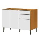 Ver imagem 1 de Balcão de Pia 100% Mdf 3 Portas 2 Gavetas 120cm Luna Cinamomo/branco