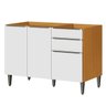 Balcão de Pia 100% Mdf 3 Portas 2 Gavetas 120cm Luna Cinamomo/branco - 1