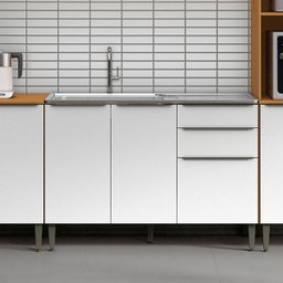 Balcão de Pia 100% Mdf 3 Portas 2 Gavetas 120cm Luna Cinamomo/branco - 5