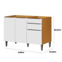 Ver imagem 3 de Balcão de Pia 100% Mdf 3 Portas 2 Gavetas 120cm Luna Cinamomo/branco