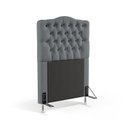 Ver imagem 2 de Kit Cabeceira Estofada Decorativa Pollux e Calçadeira Sagitarius 90 Para Cama de Solteiro Sued Cinza