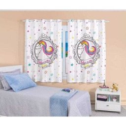 Cortina Rústica para quarto infantil Unicórnio 3x1,7 | Bella Janela - 1