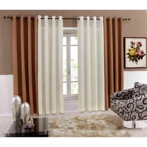 Cortina Para Sala 4,00x2,50 Bicolor Bege Admirare