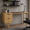 Ver imagem 4 de Mesa Escrivaninha Orgânica Home Office 2 Gavetas Flex 136cm Nordic A03 Hanover Roble - Lyam Decor