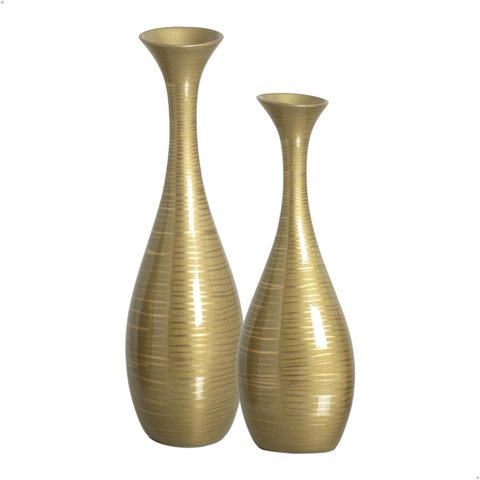 Dupla de Vasos Decorativos de Cerâmica Vanguard Dourado Ventura