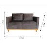 Sofá Leila Compacto de 2 lugares com 1,42 mts tecido suede marrom Base madeira ClickArapongas - 2