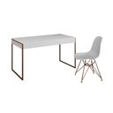 Ver imagem 6 de Escrivaninha Industrial Escritório Branca 137X53Cm Malta Com 1 Cadeira Branca Base Cobr Cor: Branco