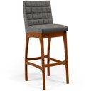 Ver imagem 3 de Kit 03 Banquetas Altas Para Cozinha Sala de Jantar Fixa Mila B04 Linho Cinza Escuro - Lyam Decor