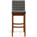 Ver imagem 5 de Kit 03 Banquetas Altas Para Cozinha Sala de Jantar Fixa Mila B04 Linho Cinza Escuro - Lyam Decor