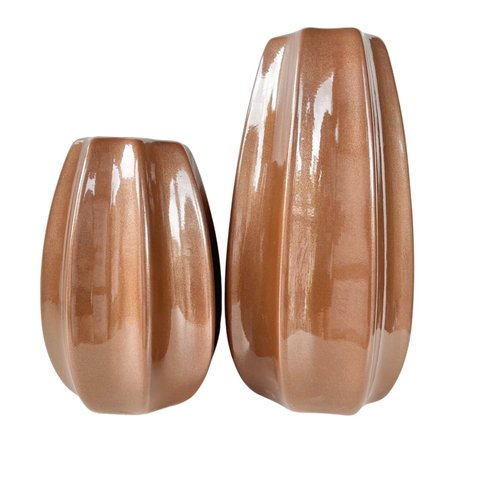 Dupla Vaso Centro de Mesa Grande Médio Alto Relevo Cobre