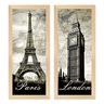 Kit 2 Quadros Decorativos Paris e Londres - Carvalho - 1