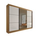 Ver imagem 1 de Guarda-roupa Casal com Espelho Los Angeles 03 Portas D'doro Móveis - Cinamomo Off D'doro Móveis