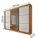 Ver imagem 2 de Guarda-roupa Casal com Espelho Los Angeles 03 Portas D'doro Móveis - Cinamomo Off D'doro Móveis