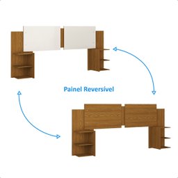 Kit Mesa de Cabeceira com Painel de Cama Bicolor Retro Davi:off White/freijo - 2