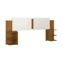 Kit Mesa de Cabeceira com Painel de Cama Bicolor Retro Davi:off White/freijo - 1