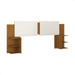 Kit Mesa de Cabeceira com Painel de Cama Bicolor Retro Davi:off White/freijo