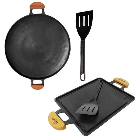 Kit Disco Arado Antiaderente 40cm Chapa Bifeteira Churrasco