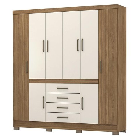 Guarda Roupa Casal New Realce 8 Portas + 4 Gavetas-demóbile:amendola Touch/off-white