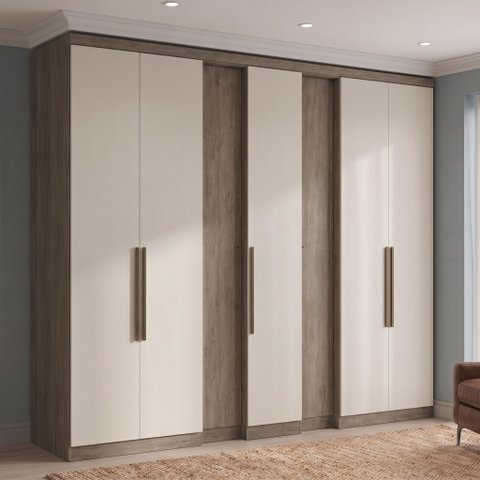Guarda-Roupa Casal 7 Portas 4 Gavetas Marrom Rustic/Off White Yescasa Ultra Selecto 233 x 250cm