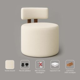 Poltrona Decorativa Organica Almyra - Tecido Boucle - Bege - 5