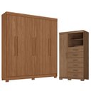 Ver imagem 1 de Guarda Roupa Casal Toledo 6 Portas com Cômoda Marabá com Pés Jatobá - Santos Andirá