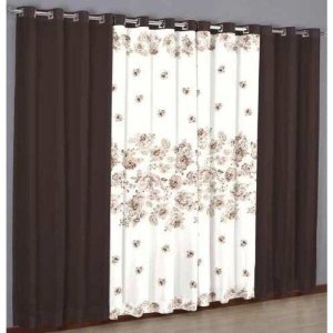 Cortina Para Sala Combinada Estampada 3,00x2,50 Chocolate