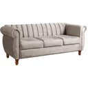 Ver imagem 1 de Sofá Chesterfield 3 Lugares Realeza Vintage Retrô Suede Bege Claro