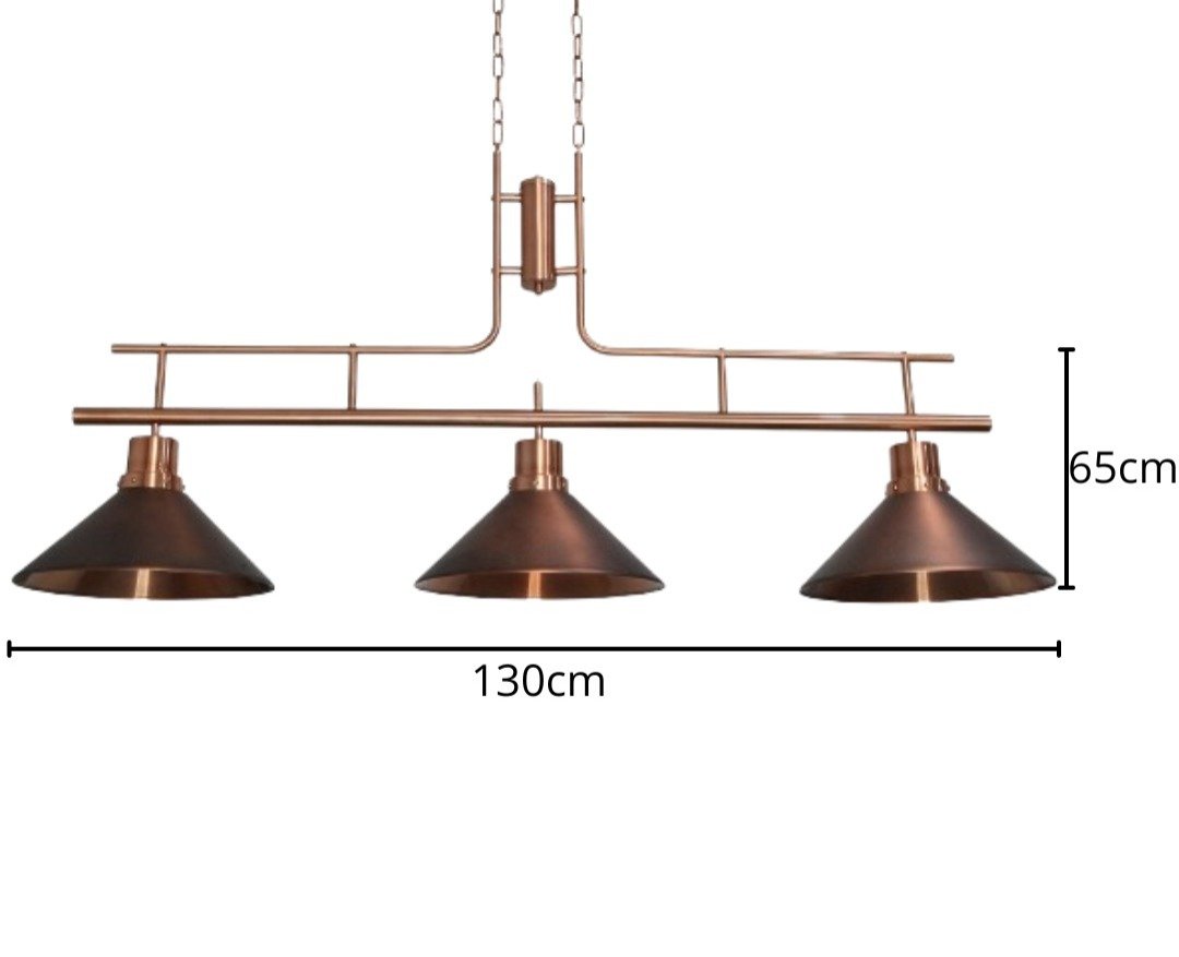 Pendente Trave 3 Chapéus Mesa Jantar Sinuca Escritório Bar:cobre Escovado - 8