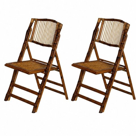 Kit com 2 Cadeiras Bali Moderna e Elegante Dobrável em Bambu Natural