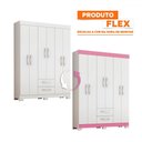 Ver imagem 5 de Guarda-roupa Casal Cruz 6 Portas 2 Gavetas Flex Branco New/rosa - Pnr Móveis