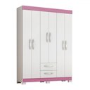 Ver imagem 6 de Guarda-roupa Casal Cruz 6 Portas 2 Gavetas Flex Branco New/rosa - Pnr Móveis