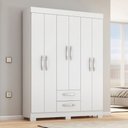 Ver imagem 1 de Guarda-roupa Casal Cruz 6 Portas 2 Gavetas Flex Branco New/rosa - Pnr Móveis