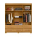 Ver imagem 4 de Guarda-Roupa Casal 6 Portas 6 Gavetas com Pés Milano Marrom/Carvalho/Americano