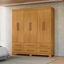 Ver imagem 1 de Guarda-Roupa Casal 6 Portas 6 Gavetas com Pés Milano Marrom/Carvalho/Americano