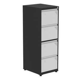 Armário de Arquivo Oficio 4 Gavetas Pandin 47 Cm (larg) Aço Preto C- Frente Gaveta Cinza C- Chave