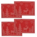Ver imagem 5 de Jogo Americano Natalino PVC Vermelho Luxo 4 Peças Pinheiros e Rena 30x45cm - Magizi