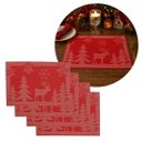 Ver imagem 2 de Jogo Americano Natalino PVC Vermelho Luxo 4 Peças Pinheiros e Rena 30x45cm - Magizi