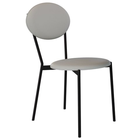Cadeira Estofada para Sala de Jantar Azuri Preto C01 Courino Off White - Lyam Decor
