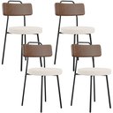 Ver imagem 1 de Kit 04 Cadeiras Decorativas Estofada Sala Jantar Barcelona L02 Couríssimo Marrom Linho Cru - Lyam Ly