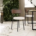 Ver imagem 2 de Kit 04 Cadeiras Decorativas Estofada Sala Jantar Barcelona L02 Couríssimo Marrom Linho Cru - Lyam Ly
