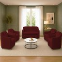 Ver imagem 1 de Kit Namoradeira + 4 Poltronas Decorativas para Sala Mila Suede Cores Pé de Plastico Cromado