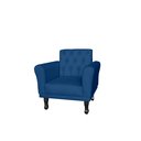 Ver imagem 1 de Poltrona Decorativa Classic Suede Azul Marinho Pés Madeira Mz Decor