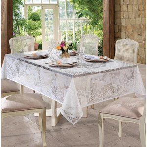 Toalha de Mesa Retangular 8 Lugares de Crochê Rosas 1,55 x 2,50 M | Lepper